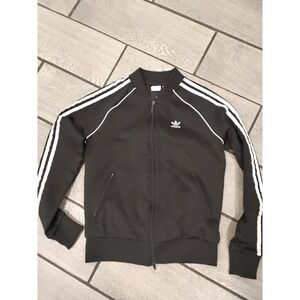 Adidas Originals Superstar Track Jacket Black White 3-Stripe Zip Up Womens Small